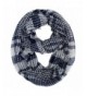 Lightweight Plaid Knit Circle Scarf With Fringe - Navy Blue - CQ126OPHB9T