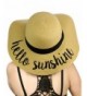 C.C Women's Paper Weaved Crushable Beach Embroidered Quote Floppy Brim Sun Hat - Hello Sunshine - C417XQ66HOO