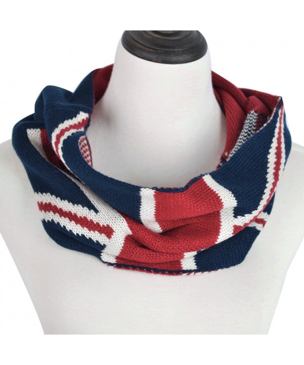 Unisex Soft Winter Knit UK British Flag Union Jack Infinity Loop Circle Scarf - CT12MOKZWJJ