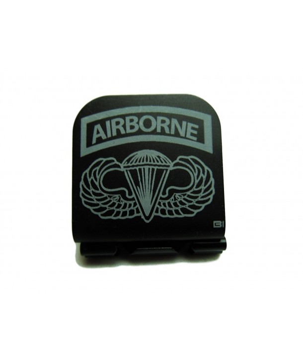 Airborne Tab & Airborne Wings Laser Etched Hat Clip Black - C2128ZGJNMD