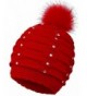 EPGM Women's Thick and Warm Knit Winter Pompom Beanie Hat w/Sequins - Red - CA188AR926Y