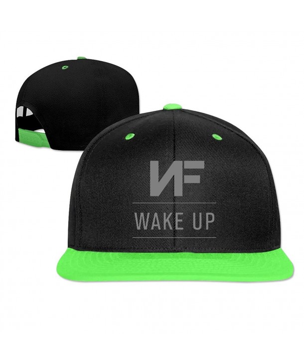 Adjustable NF Wake Up Logo Street Hip-Hop Cap - Green - C512N4YYPSL
