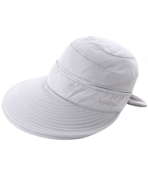 EPGW Women's UV Protection Wide Brim Summer 2in1 Visor Sun Hat - Grey - CJ12C2832GN