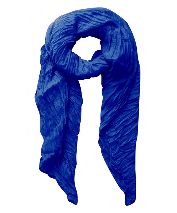 Peach Couture Solid Colorful Soft Crinkled Lightweight Versatile Wrap Scarf - Royal Blue - CZ11PT0IOK1