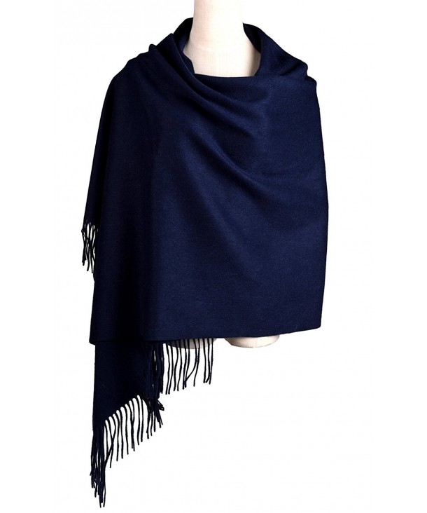 Women Soft Cashmere Wool Wraps Shawls Stole Scarf - Large Size 78"x 28" - Navy - C2184IO908E