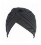Kangnice Women Men Turban Head Wrap Band Chemo Bandana Hijab Pleated Indian Cap - Black - CX189LWL8R8