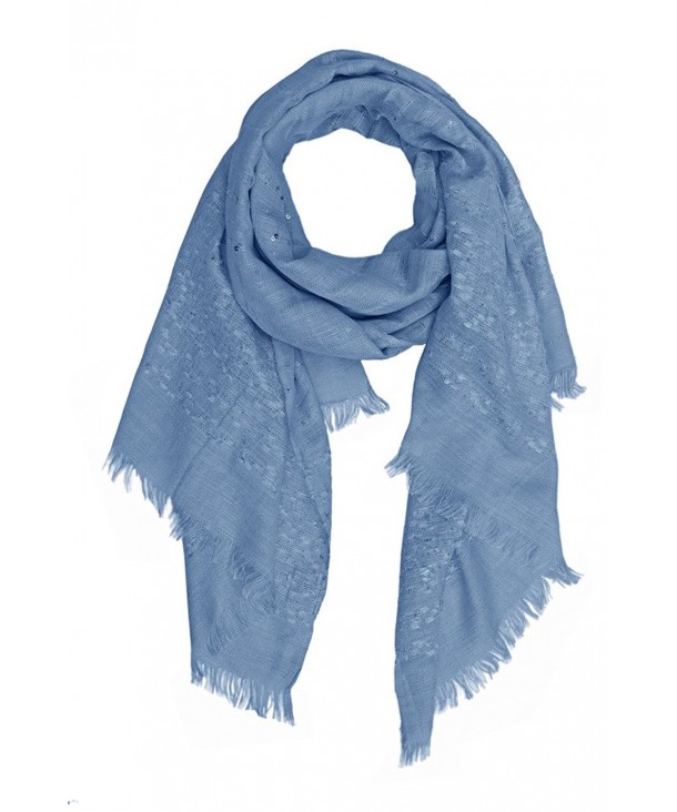 Ayurvastram Soft Viscose and Cotton Scarves - Blue Texture with Sequins - CP129R4D4LD
