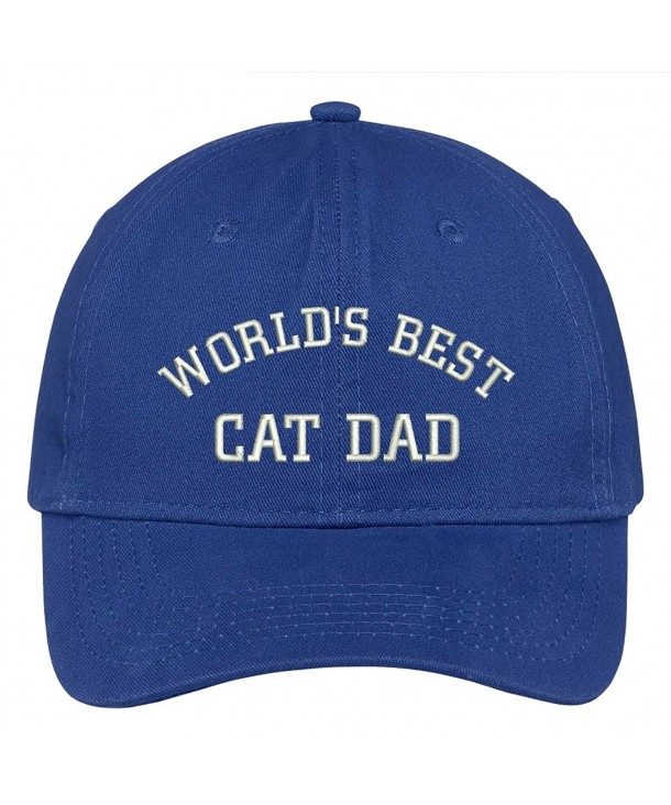 Trendy Apparel Shop World's Best Cat Dad Embroidered Low Profile Deluxe Cotton Cap - Royal - CU12O42RGOI