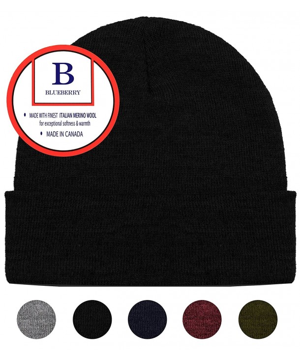 Blueberry Uniforms Merino Wool Beanie Hat -Soft Winter and Activewear Watch Cap - Black - CQ187OZ6KM6