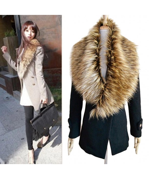 DZT1968 Women Faux Fox Fur Collar Scarf Shawl Collar Wrap Scarves - C - CH1280IHWFB