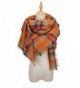 QIXING Women's Tassels Soft Plaid Tartan Scarf Winter Large Blanket Wrap Shawl - 08-orange - CI1862H4HCU