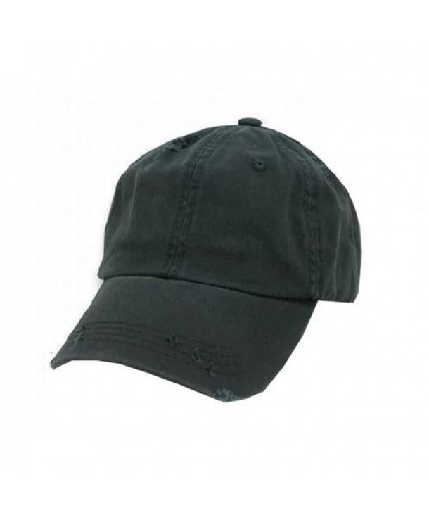 Decky Distressed Vintage Polo Style Low Profile Baseball Cap (Many Colors Available) - Black - C3111Q36MXL