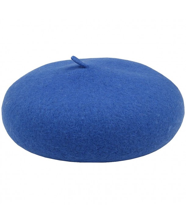 Lisainthus Women's Solid Color Classic French Wool Beret - Royal Blue - CQ186G5KIQQ
