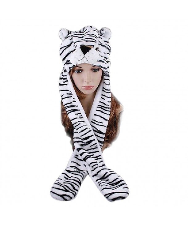 TopTie Girls Animal Design Winter Thermal Hat With Ears - Tiger- White Tiger - White Tiger - CV11PI1G32R
