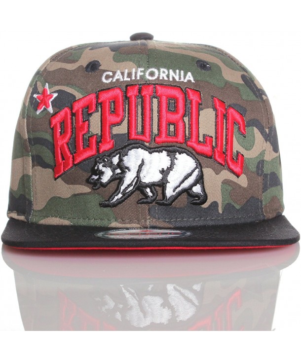 California Republic Flat Special Edition Snapback Hat Cap - Various Colors - Camo - CO11F1TU37H