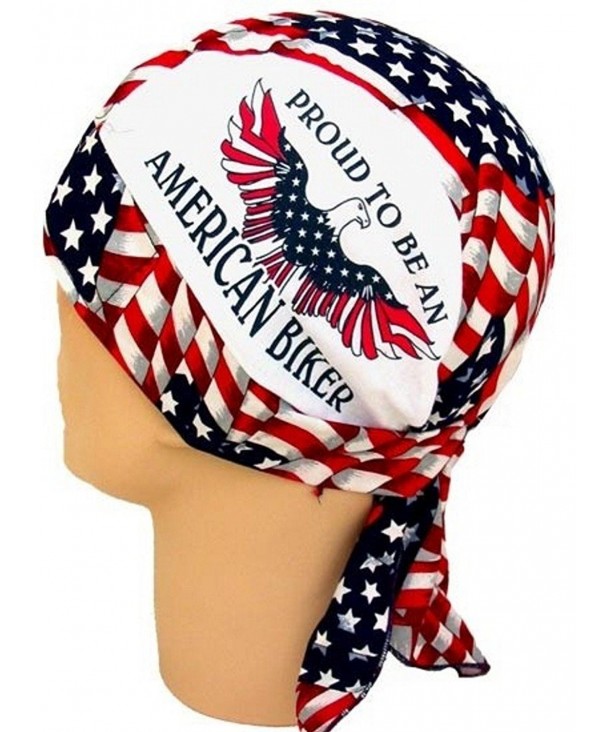 Skull Cap Biker Caps Headwraps Doo Rags - US Flag/Proud American Biker - CG12ELHN5VF
