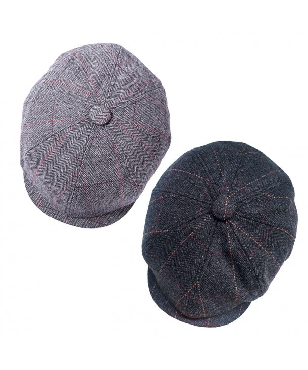 2 Pack of Men's Classic 8 Panel Wool Blend Applejack Newsboy Snap Brim Collection Ivy Hat - Mix Color1 - CP187K064X3