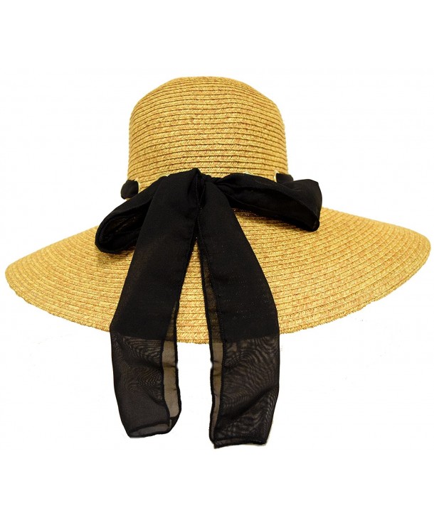 Great Deals! Golden Tan Hat w/ Black Scarf Through Eyelets - CP113EYPC9Z