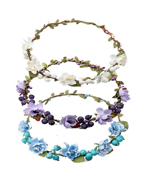 DRESHOW Berries Headband Festivals Wedding - Purple white blue - CB17YL48ZR4