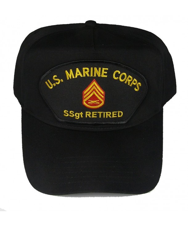 U.S. MARINE CORPS SSGT RETIRED HAT with Staff Sergeant Rank In The Center cap - BLACK - Veteran Owned Business - CE12GQY78MD