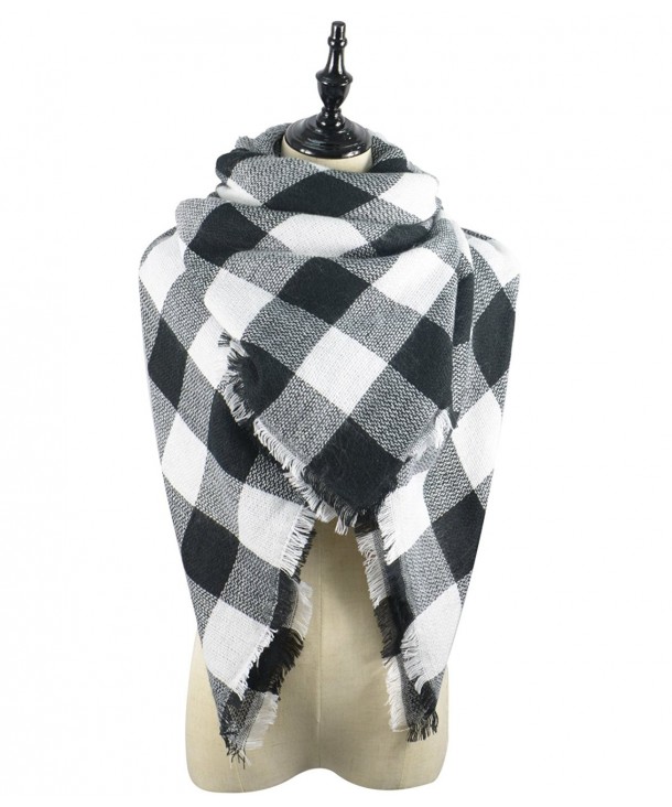 Zando Blanket Oversized Scarves Fashion - D Black White Scarf - C1186KEUKAD