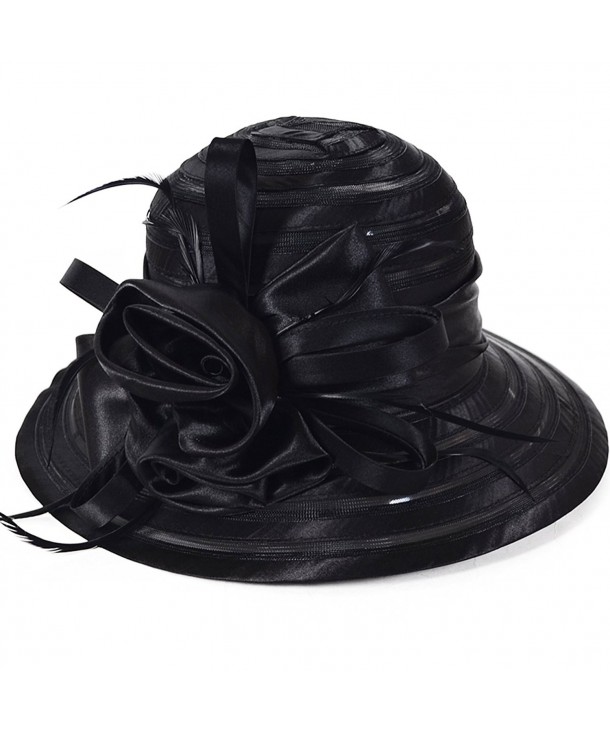 Fanny Cloche Oaks Church Dress Bowler Derby Wedding Hat Party S015 (Black) - CV11X8AGUTZ