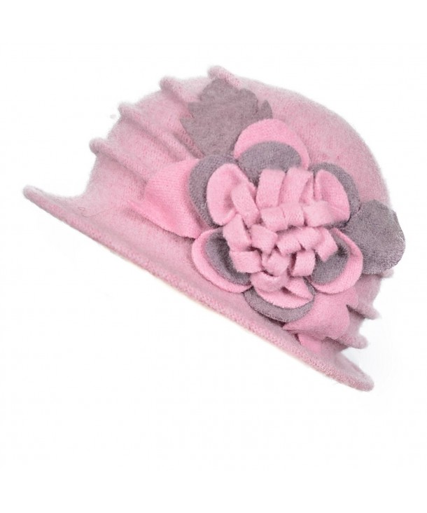 FORBUSITE Cute Women Trimmed Wool Cloche Dress Winter Hat Pink - C811PLPKSA7