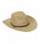 Livingston Men & Women's Woven Straw Cowboy Hat w/Hat Band Décor - Pu Band_beige - CS180O4M7ER