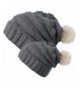 Chalier 2 Pack Winter Warm Knit Baggy Slouchy Pom Pom Beanie Hat For Mom & Baby - 2 Pack (Dark Gray) - CJ184WM8TAO