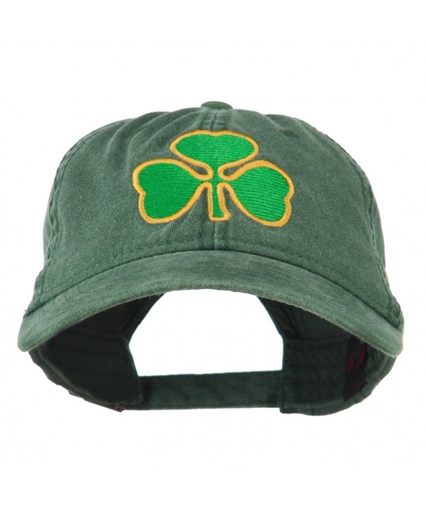 St. Patrick's Day Clover Embroidered Washed Cap - Dark Green - CJ11LBMD5HX
