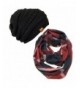 Wrapables Plaid Print Infinity Winter Scarf and Beanie Hat Set- Navy and Wine - C812OBVQRVY