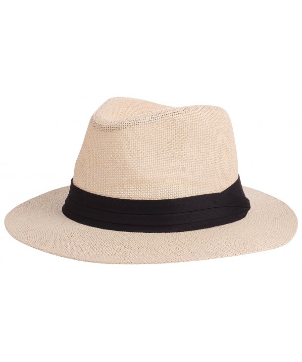 Enimay Vintage Unisex Fedora Hat Classic Timeless Light Weight - Classic Beige - CS185WH8ZD3