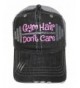 Silver and Neon Pink Glitter "Gym Hair Don't Care" Distressed Look Grey Trucker Cap - C912GM2C5K9