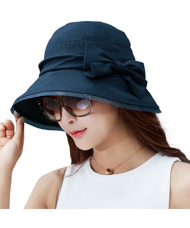 SIGGI SPF50+ Foldable Womens Bucket boonie Sun Hat w/Chin Cord For Summer - 89060_navy - CY182SHR6X8