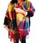 CHASOEA Womens Tassels Plaid Blanket Tartan Scarf Long Shawl Winter Warm Lattice Large Scarf - Multicolour - C71868GDX0W