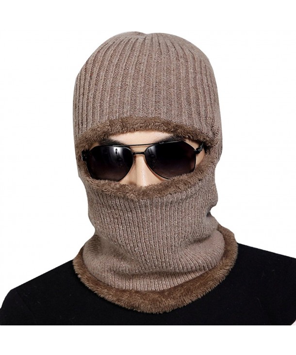Monique Unisex Winter Warm Woolen Yarn Knit Beanie Hat Scarf Hoodie Hat Cycling Hiking Skull Cap - Khaki - CZ187LD8EEL