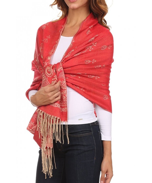 Sakkas Megan Large Paisley Pashmina/ Shawl/ Wrap/ Stole - Red - CQ124QZDJYZ