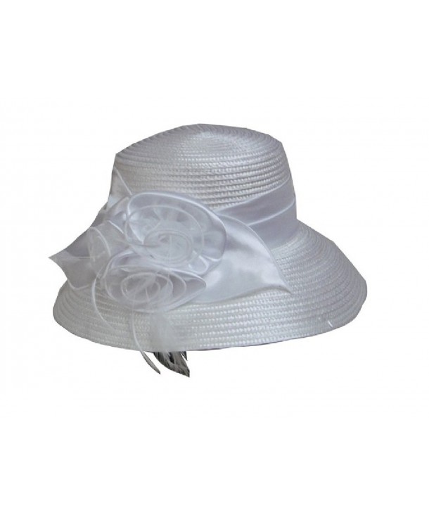 Derby Hat with Feathers and Satin in Red- Black- Brown- Cream or White by Goal 2020 - White - CW118NW6WAZ