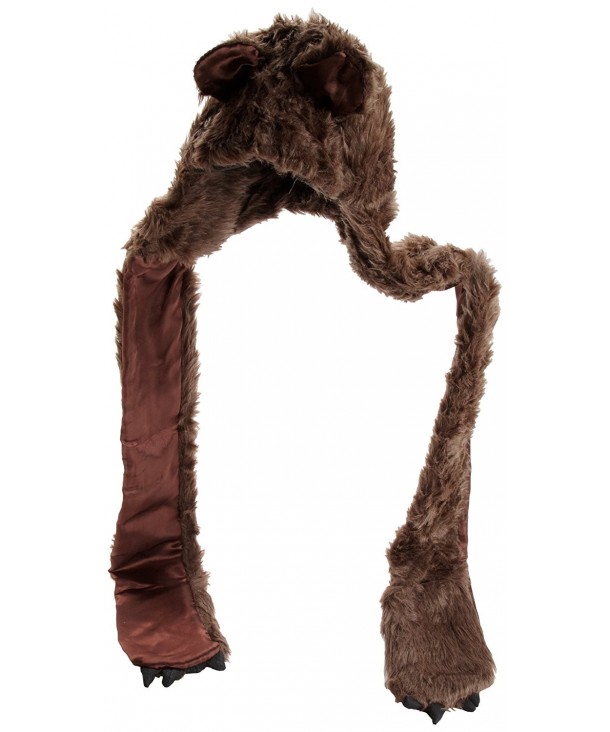 D&Y Women's Animal Long Armed Trapper Hat With Paws - Brown - CQ116GQB7H9