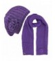 Feminine Rosette Knit Beret Hat & Scarf Set - Purple - CV110JONZVZ