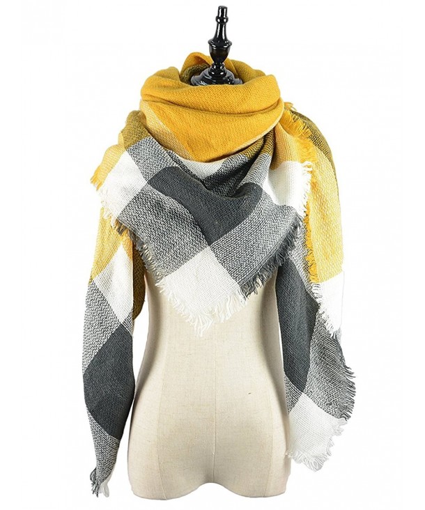 Women's Plaid Blanket Winter Scarf Warm Cozy Tartan Wrap Oversized Shawl Cape For Women - F22 - CO186KE0ME3