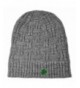 Acrylic Basket Weave Beanie Hat Grey Colour With Green Embroidered Shamrock - C111ADDDCMN