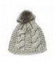 Patrick Francis Ireland Knitted Oatmeal Speckled Wool Fur Bobble Hat - CB12F87HRP7