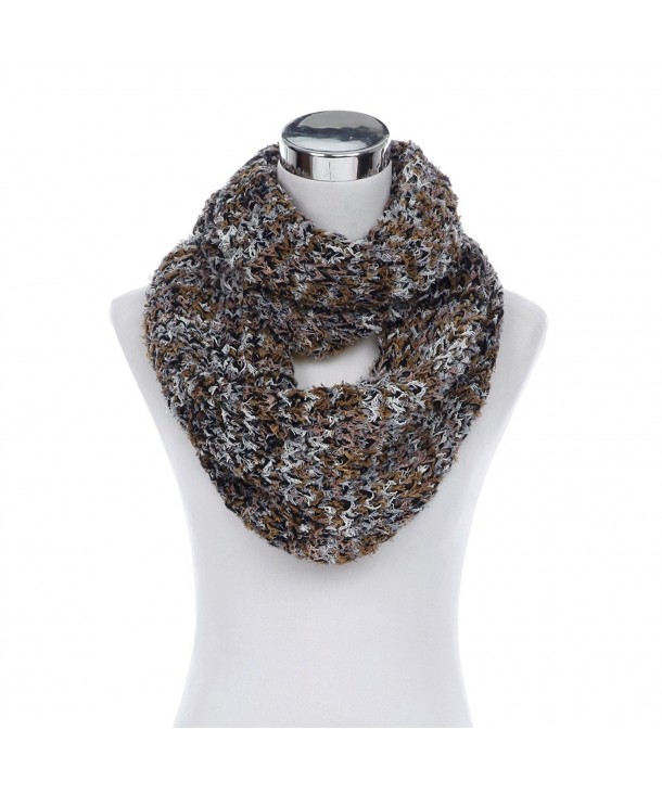 Super Soft Winter Multi Color Knit Infinity Loop Circle Scarf - Diff Colors - Black/Brown - CY11PIBN4JH