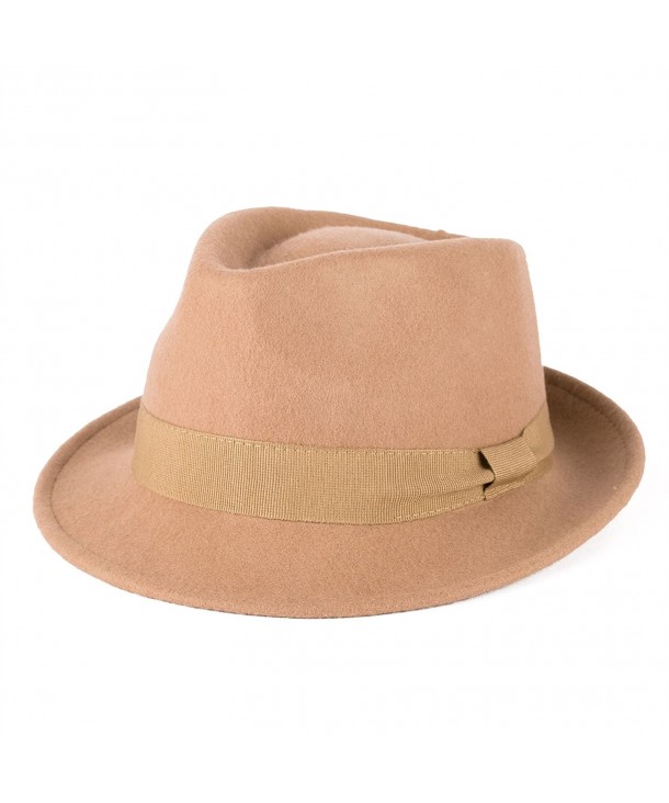 100% Wool Trilby Hat With Grosgrain Band Handmade In Italy - Beige - CO12EW85A4R