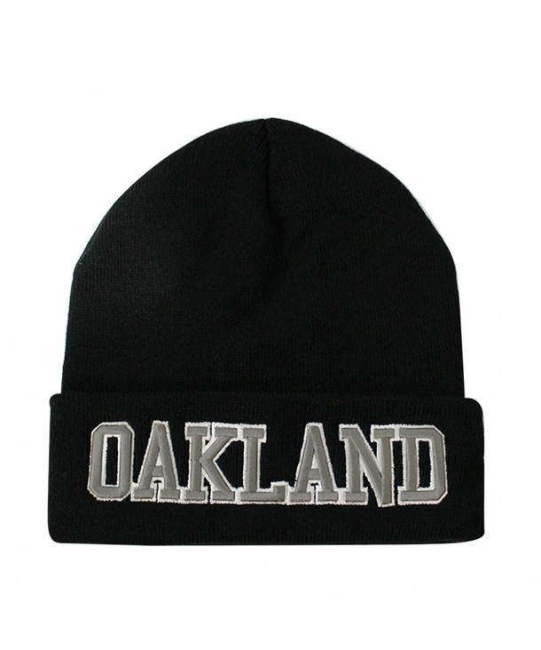 ChoKoLids Classic Cuff Beanie Hat - Black Cuffed Football Winter Skully Hat Knit Toque Cap - Oakland - C3186G2XS4C