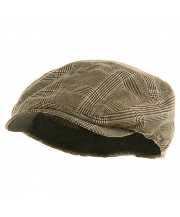 MG Men's Plaid Ivy Newsboy Cap Hat - Brown - CL114F41LZ7