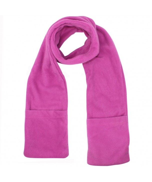 Heated Fleece Unisex Winter Scarf With Pockets - Pink - CO187C84SC4