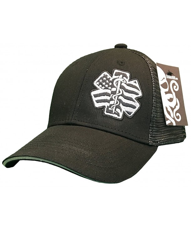 EMT Star of life American Flag Hat cap Black chrome mesh back Support EMS Paramedic - CB12N15OAJO