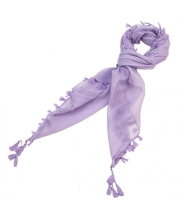 Solid Color Scarf with Tassels - Purple - CD11MOHKND3